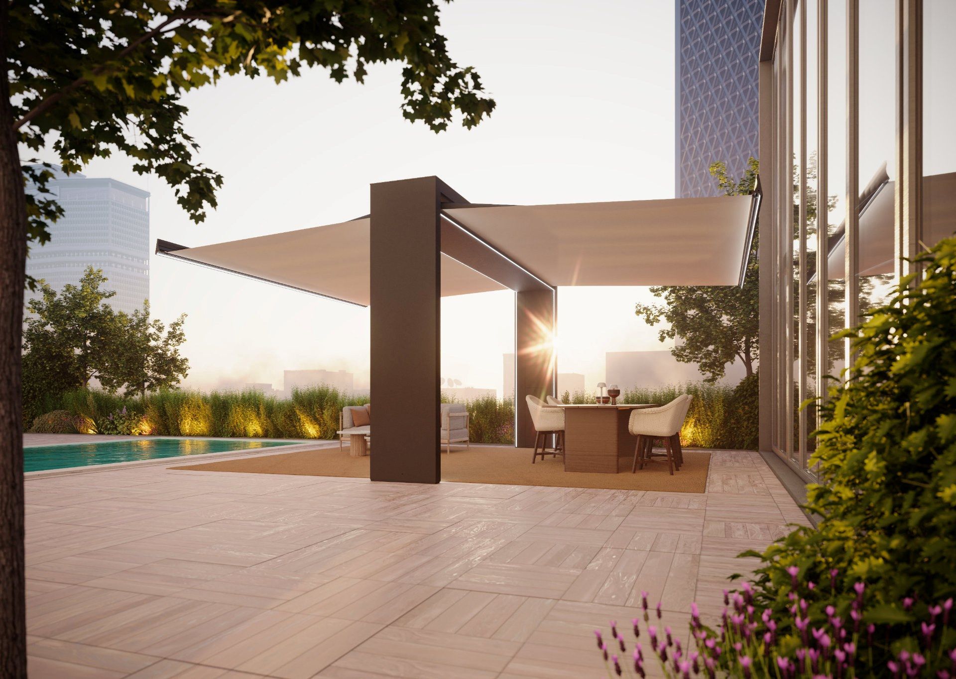 Самонесущий моторизованный козырек от солнца UNOSIDER GATE SHADE ARCH-00152562 - Вид №1