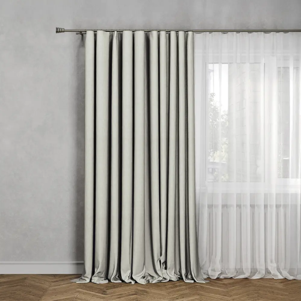 Штора MIAMOZA Меланж с лентой 200×280 см в серо-бордовых тонах 89427094 STLM-1583269