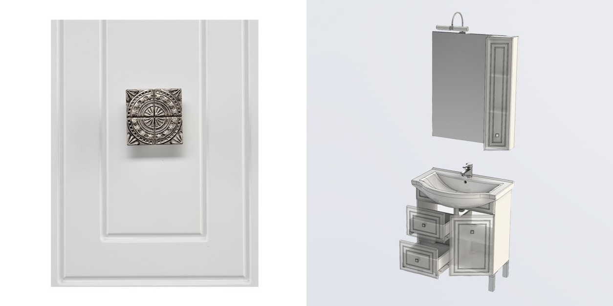 Комплект мебели Aquanet Стайл 75 белый (1 дверца 2 ящика) 00181583 - Вид №3