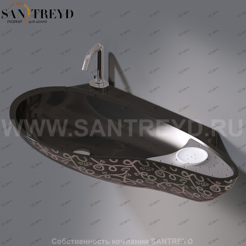 L235T0R1V4..401P Подвесная раковина настенная овальная A. e T. Italia SPOT черная AeT ITALIA ACCENT L235T0R1V4.401P