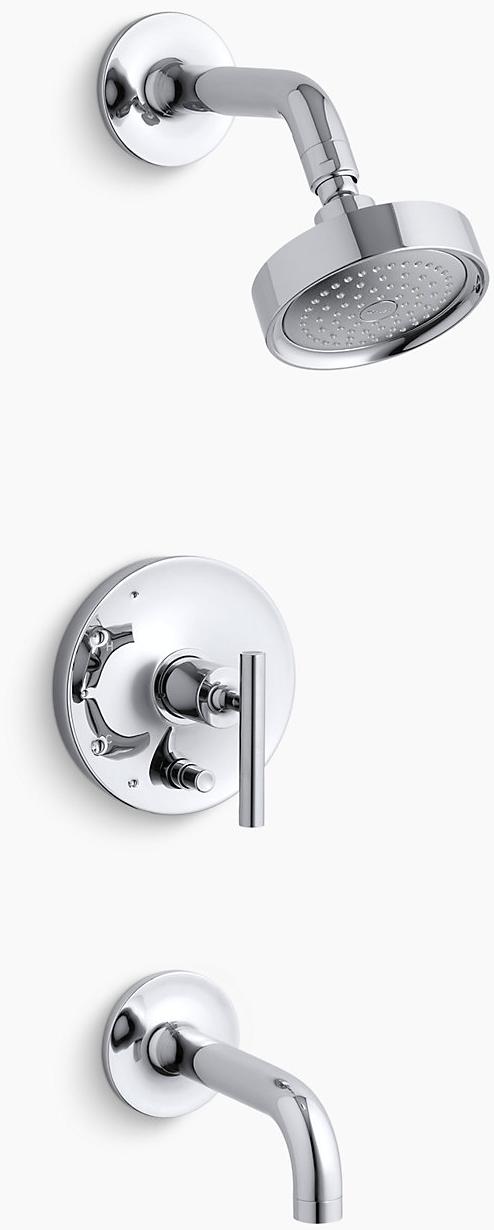 KOHLER Набор для уравновешивающей ванны и душа Purist Rite-Temp с кнопочным переключателем, 7-3 / 4 K-T14421-4-BL  - Вид №1