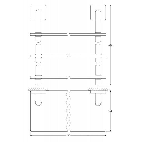 Полка 3-х ярусная 50 см Ellux AVANTGARDE AVA 042 sun-id-561811 - Вид №1