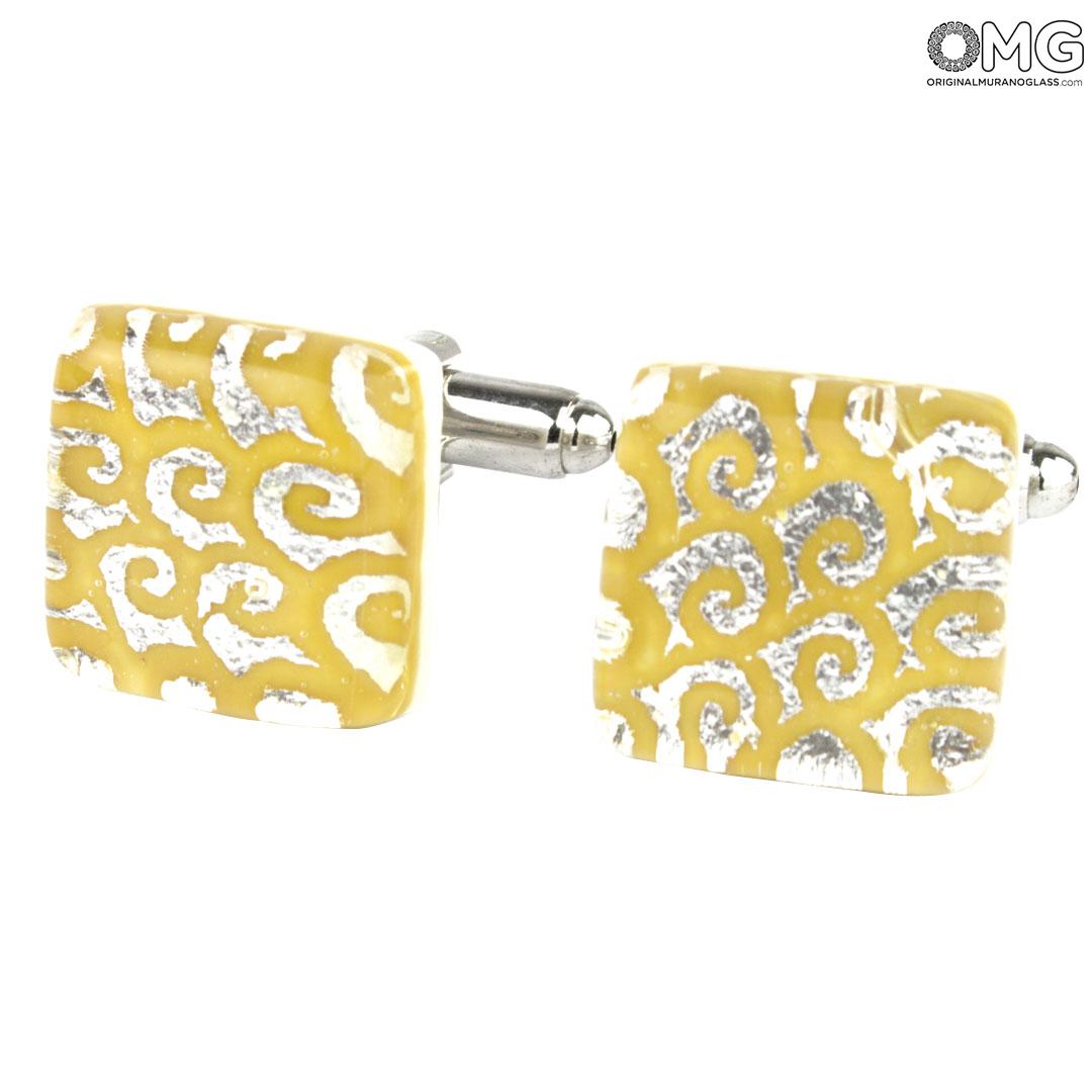 3996 ORIGINALMURANOGLASS Запонки бледно-жёлтые - муранское стекло OMG 1 см  - Вид №1