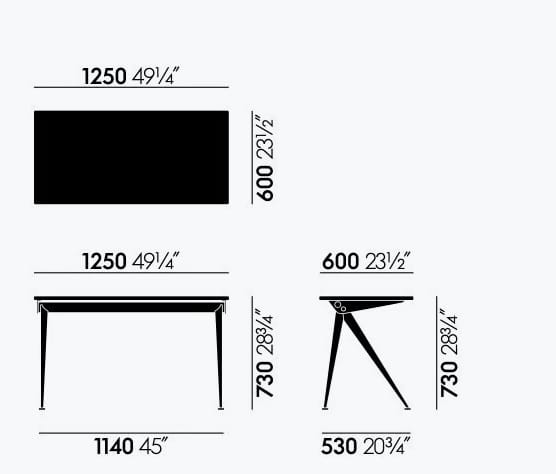 Прямоугольный стол из стали и дерева In Stock Vitra ARCH-00081755 - Вид №2
