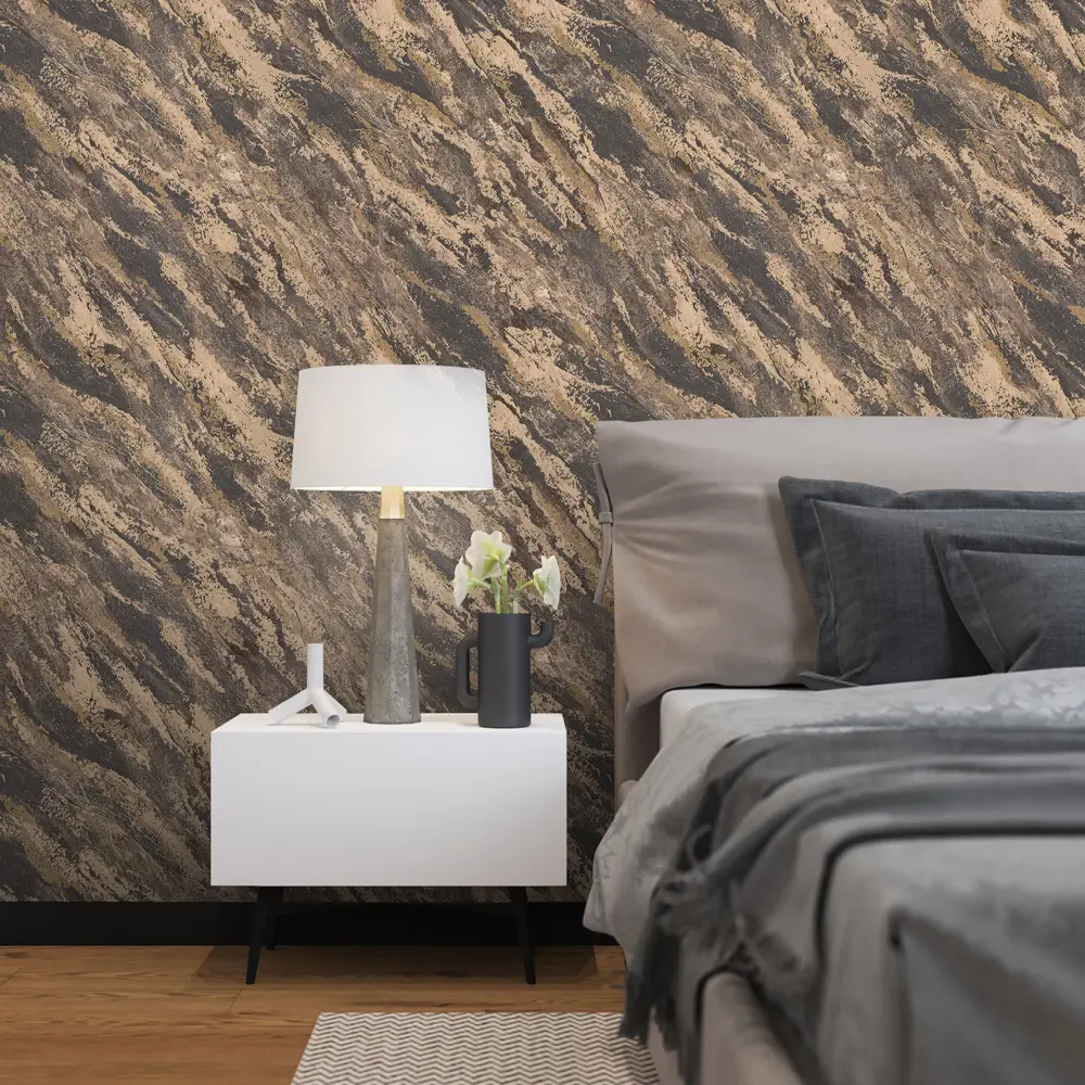 Флизелиновые обои DIAMOND Elbrus с тиснением - коричневые с золотым отливом 89361748 STLM-0829424 - Вид №2