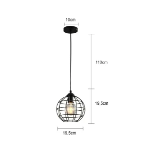 91637225 Светильник подвесной Flylight Aureli 1 лампа 8 м² цвет черный STLM-0934503