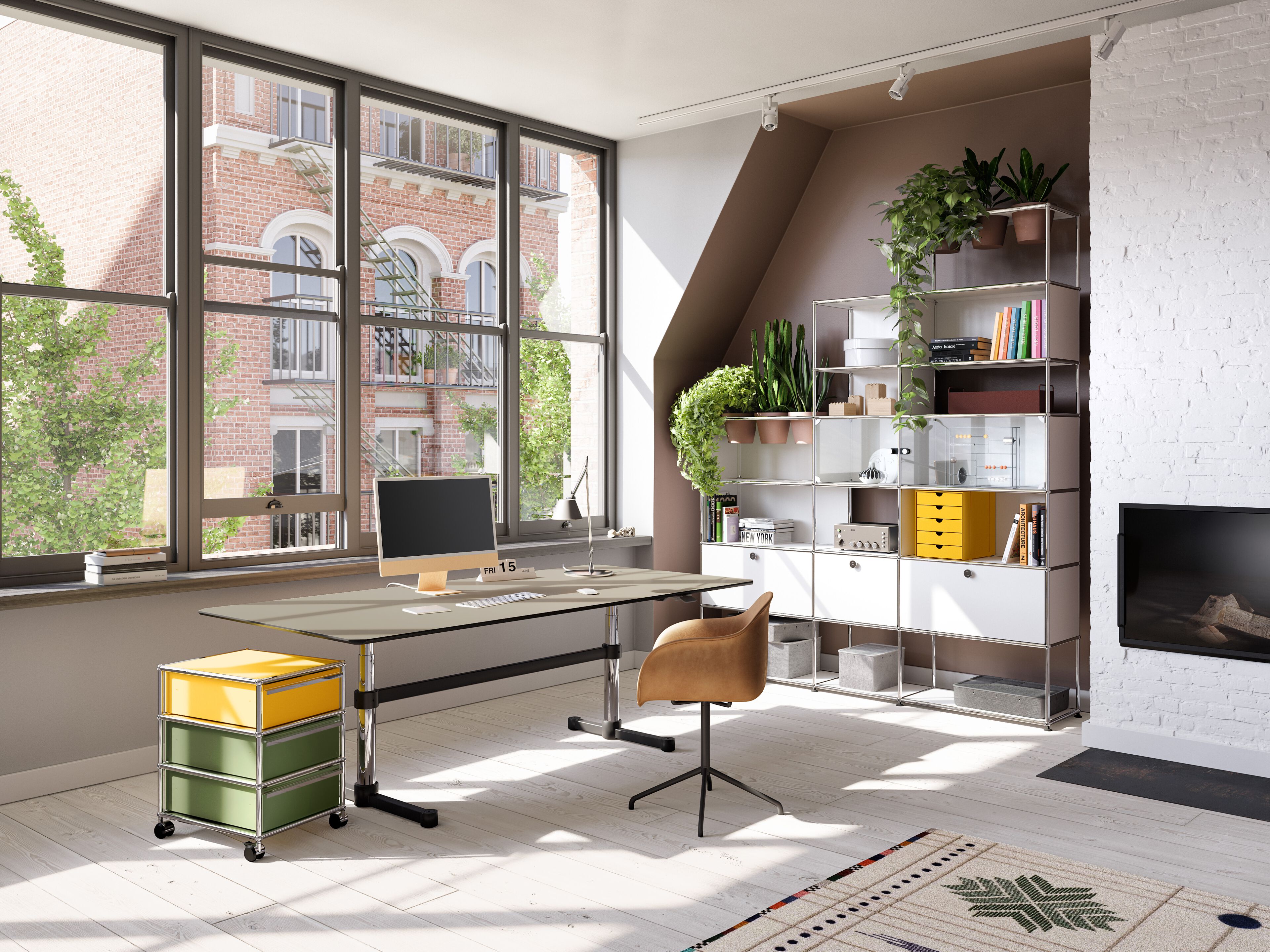 Секционный шкаф из металла с откидными дверцами USM USM Haller System ARCH-00053085