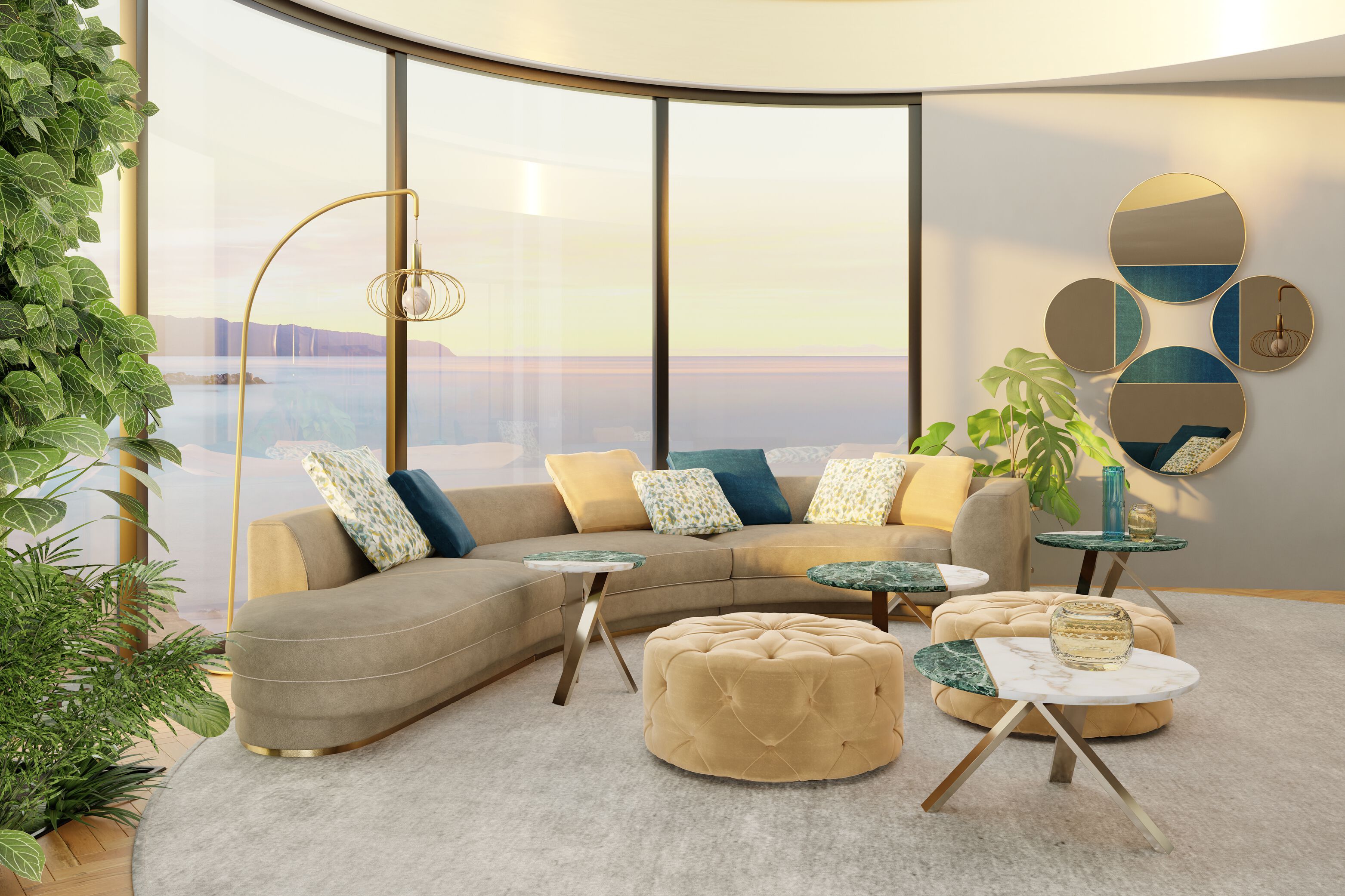 Ткань круглый capitonné пуф Borzalino New Kap ARCH-00102074 - Вид №4