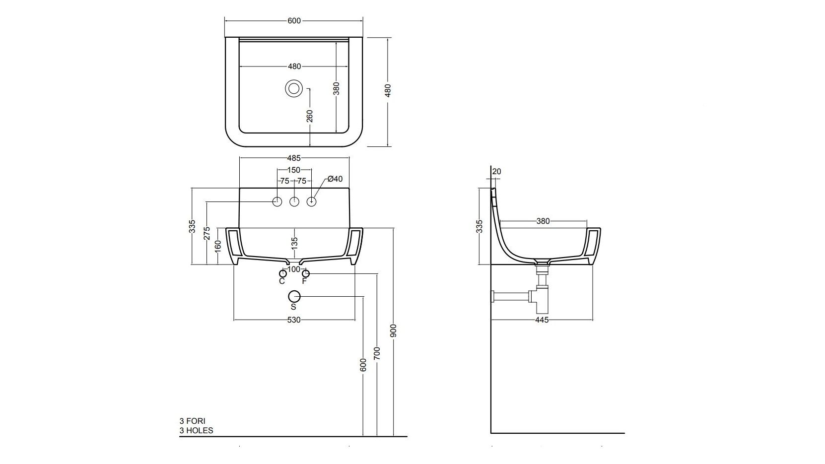 Керамическая прямоугольная раковина Axa корни ARCH-00054248 - Вид №11