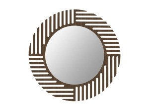 Круглый деревянный шпон стены зеркало с рамкой