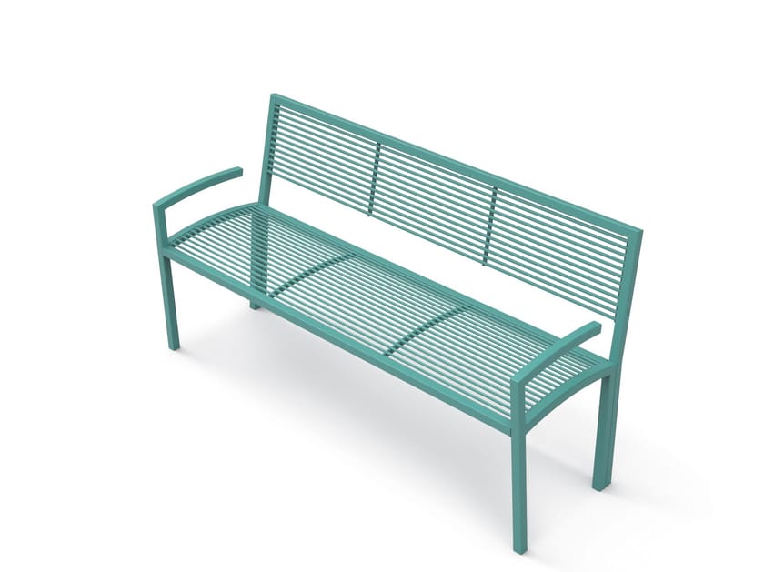 Оцинкованная стальная скамья со спинкой с подлокотниками City Design ARCH-00005179