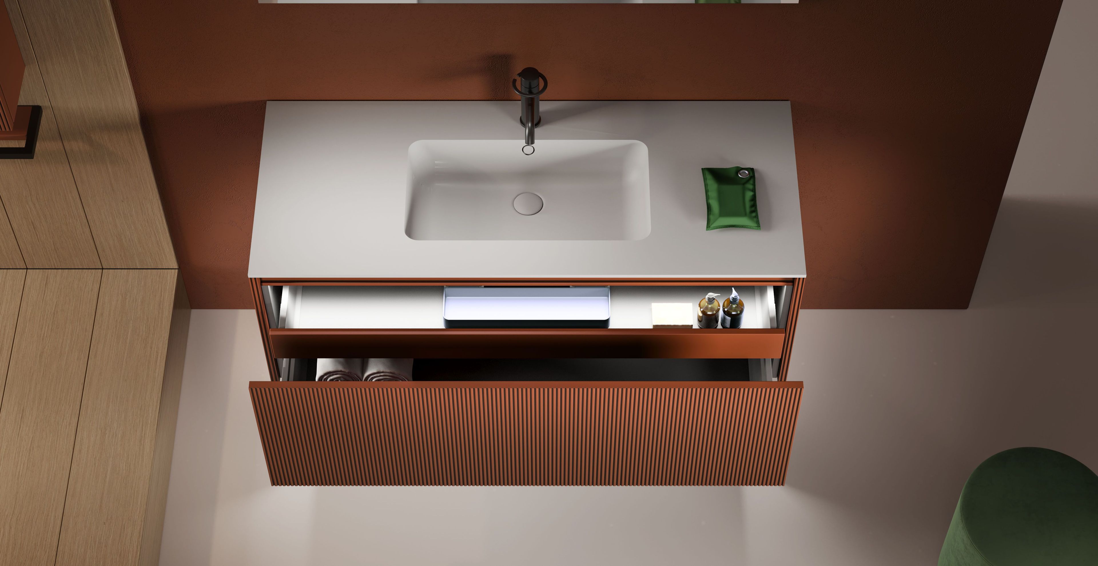 Подвесной умывальник с ящиками Mobiltesino Millerighe Color ARCH-00018767