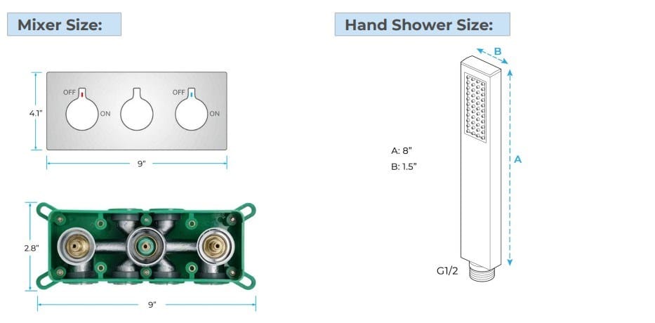 Светодиодный набор для душа из нержавеющей стали с ручным душем Fontana Showers FS1453 ARCH-00076213 - Вид №3