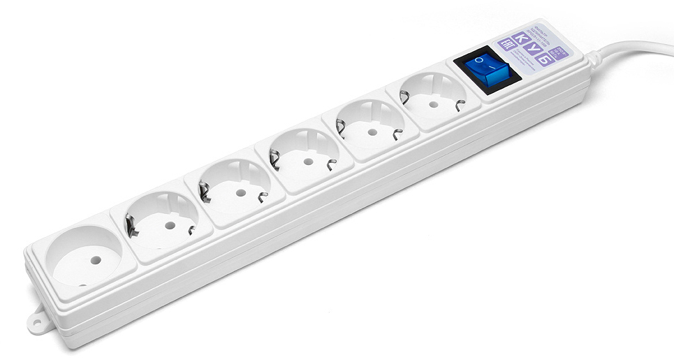 SPG(5+1)-16B-5M Surge protector power cube 5,0 m 6 outlets (white) 16a / 3,5kvt Электрическая мануфактура Santreyd 