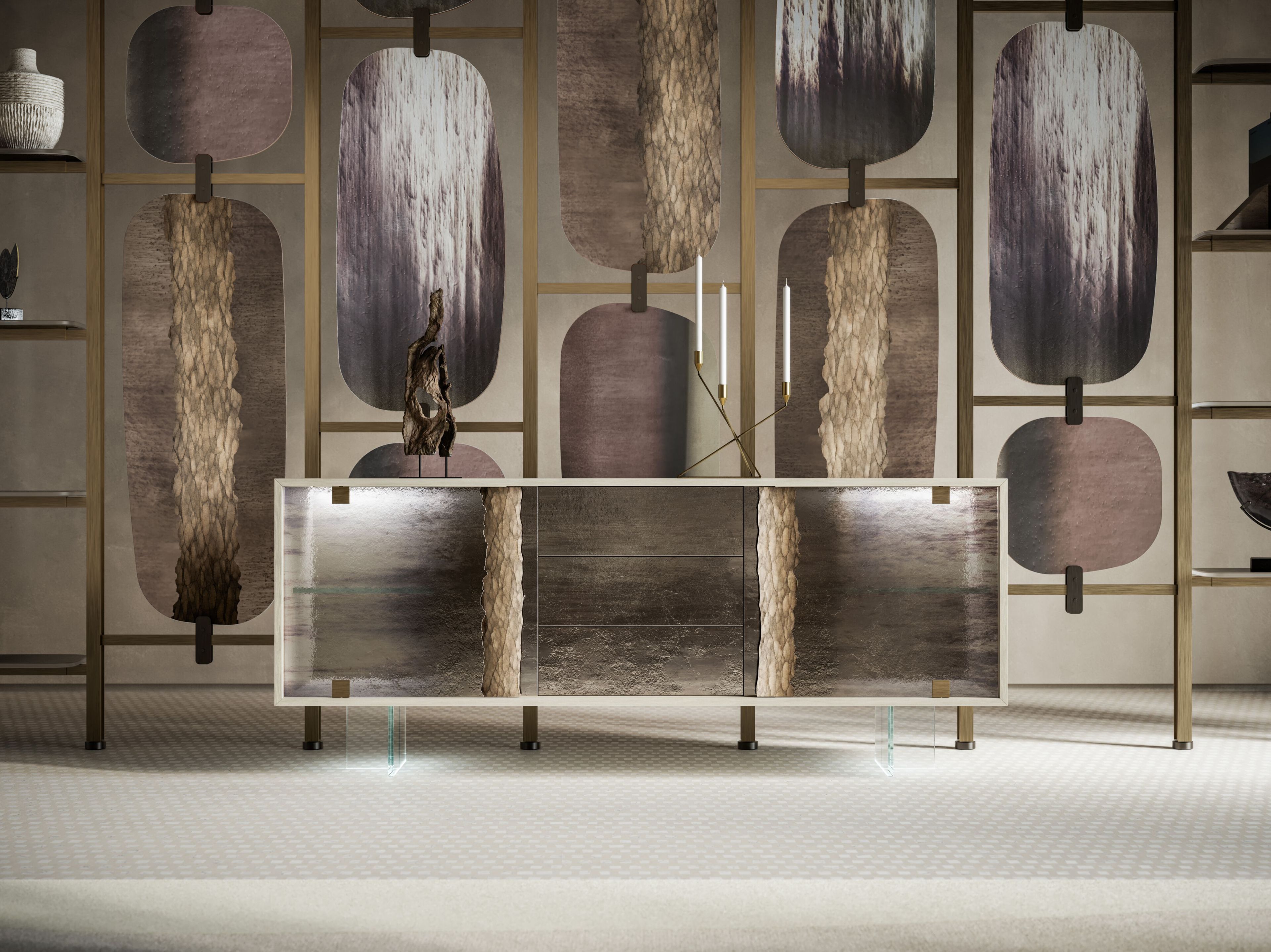 Шкаф из дерева и стекла с ящиками ARTE VENEZIANA Langhe ARCH-00048278 - Вид №4