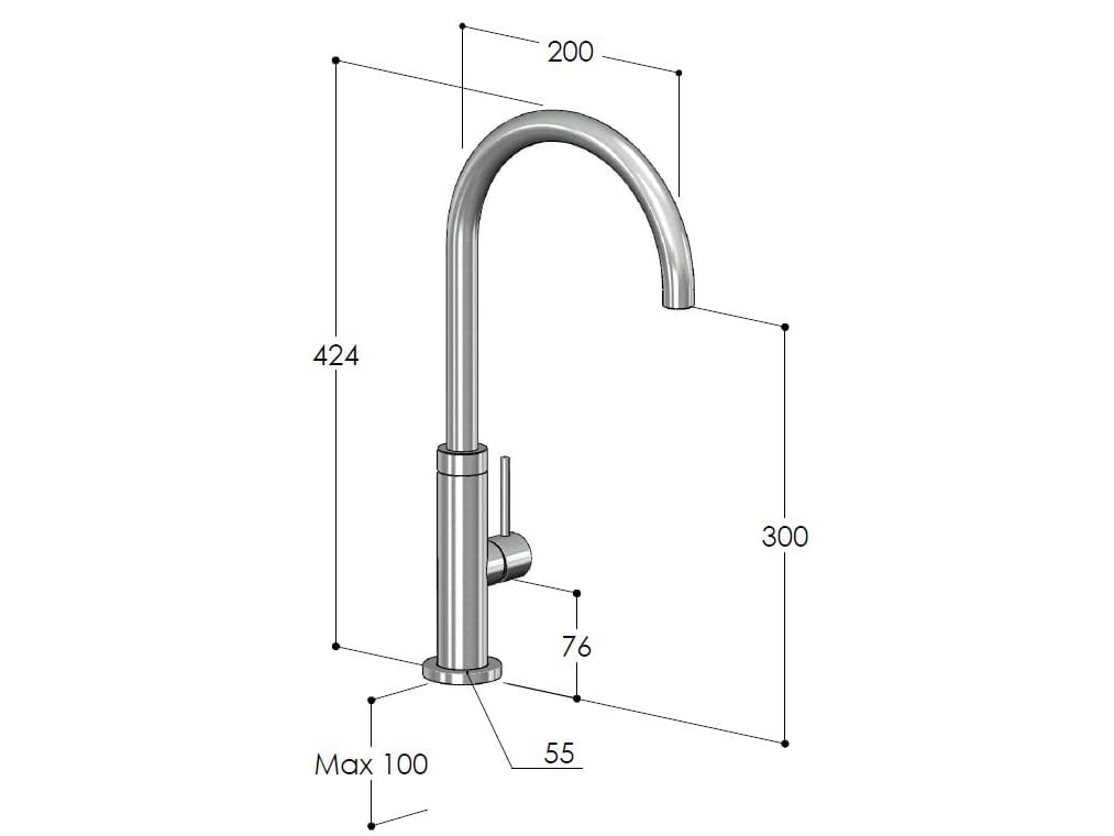 Смеситель для кухни из нержавеющей стали с поворотным изливом Fontealta Kitchen ARCH-00118709 - Вид №1