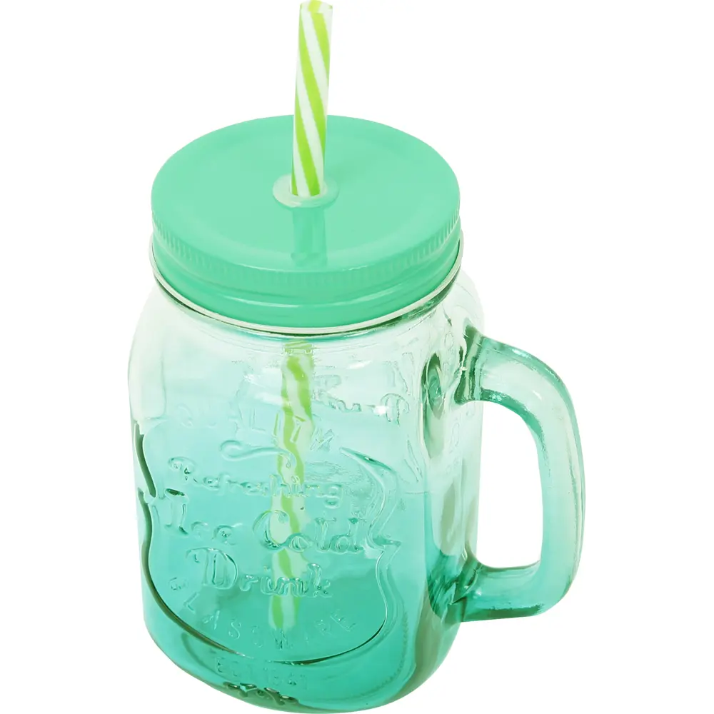 Стакан с трубочкой 500 мл стекло цвет зеленый Santreyd MS-BL-500G STLM-2092361