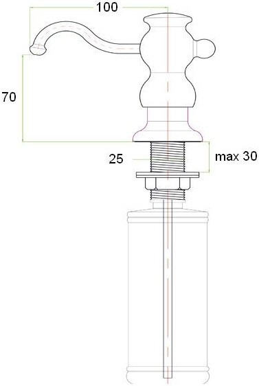 Встраиваемый дозатор ZorG Inox ZR-25 BR для жидкого мыла, бронза - Вид №1