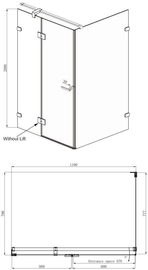 Душевое ограждение Ambassador Abner 10011103L (1200x800x2000), 1 место  - Вид №8
