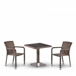 Мебель из ротанга, квадратный стол и стулья коричневые на 2 персоны AFINA  241003 Коричневый
