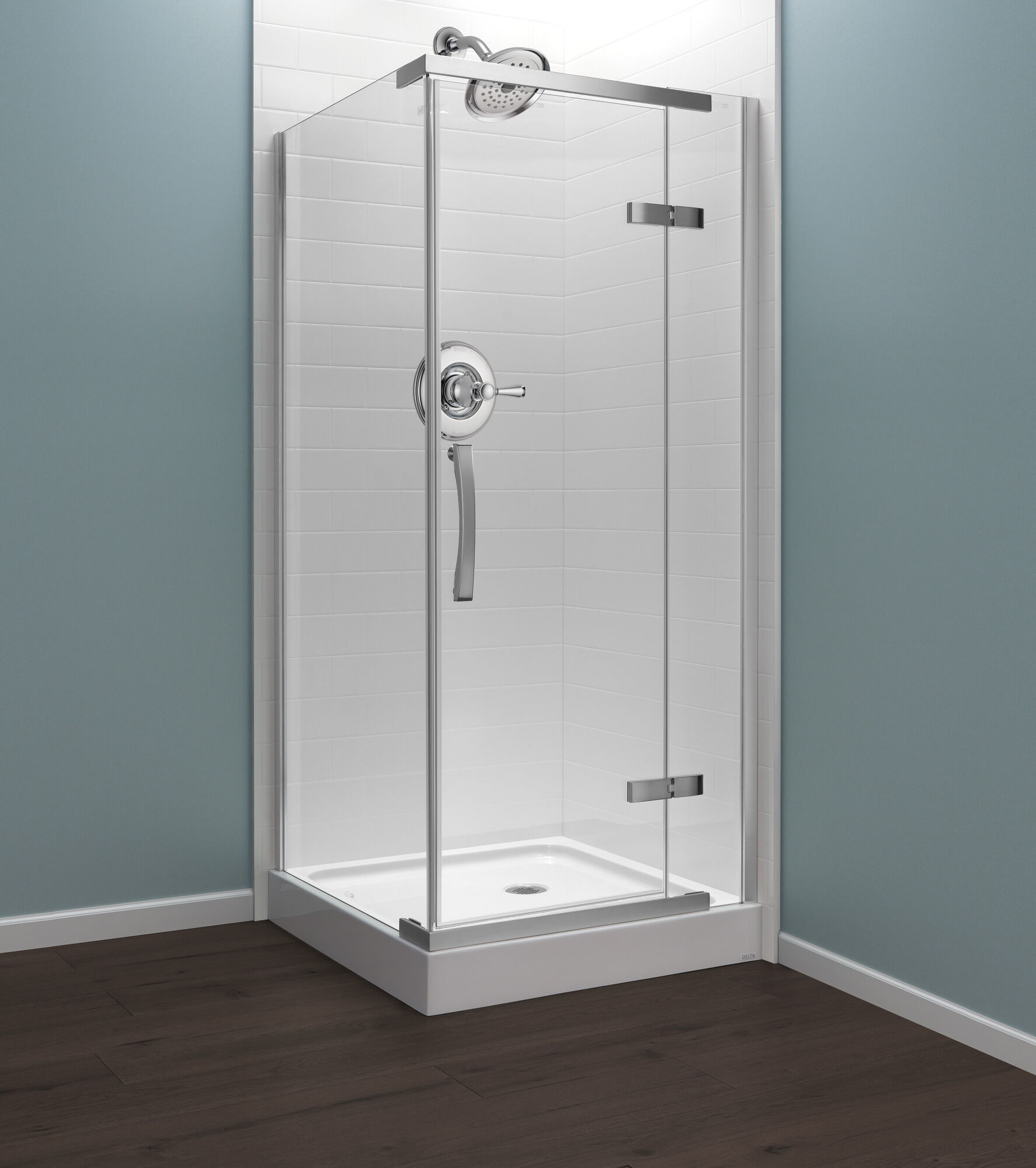 B912912-3636-PC Безрамный душевой уголок 36 x 36 дюймов Delta Faucet DELTA Хром - Вид №1