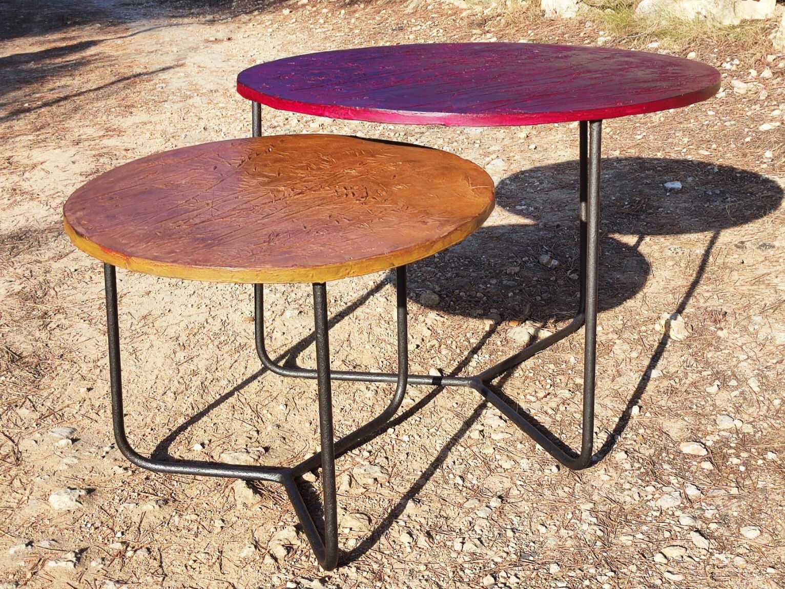 Круглый стальной журнальный столик для гостиной ICI ET LÀ Бетон ARCH-00087880