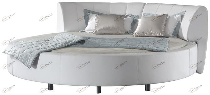 Reflex Круглая кожаная двуспальная кровать Luna sun-id-1435555