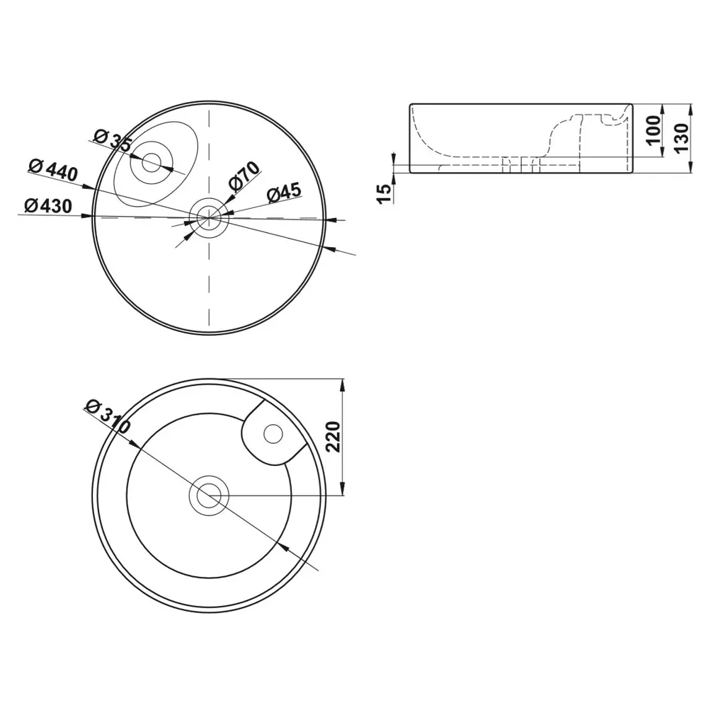 Раковина Melana MLN-78111 накладная 45 см Pepo STLM-2115666 - Вид №3