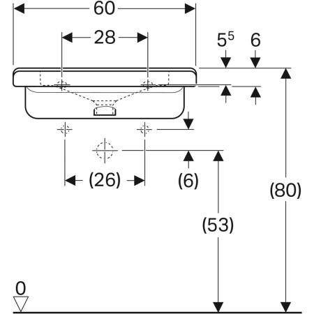 128665000 Раковина Geberit Renova Comfort Square, безбарьерная Geberit  - Вид №30