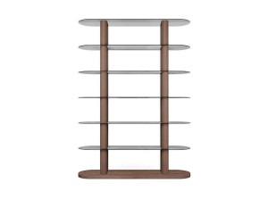 Книжный шкаф из массива ореха Каналетто со стеклянными полками