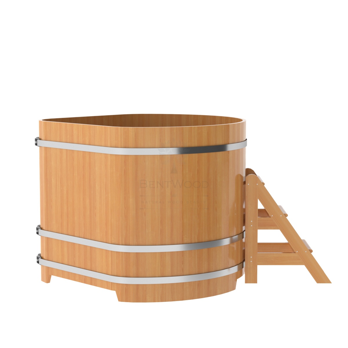 1243 Купель угловая из лиственницы 1,37х1,37х1,2 натуральная премиум Alyarus  - Вид №2