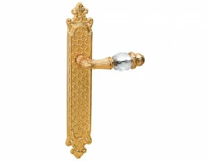 0A4640.000.01 Дверные ручки на пластинах с кристаллами сваровски Золото 24К