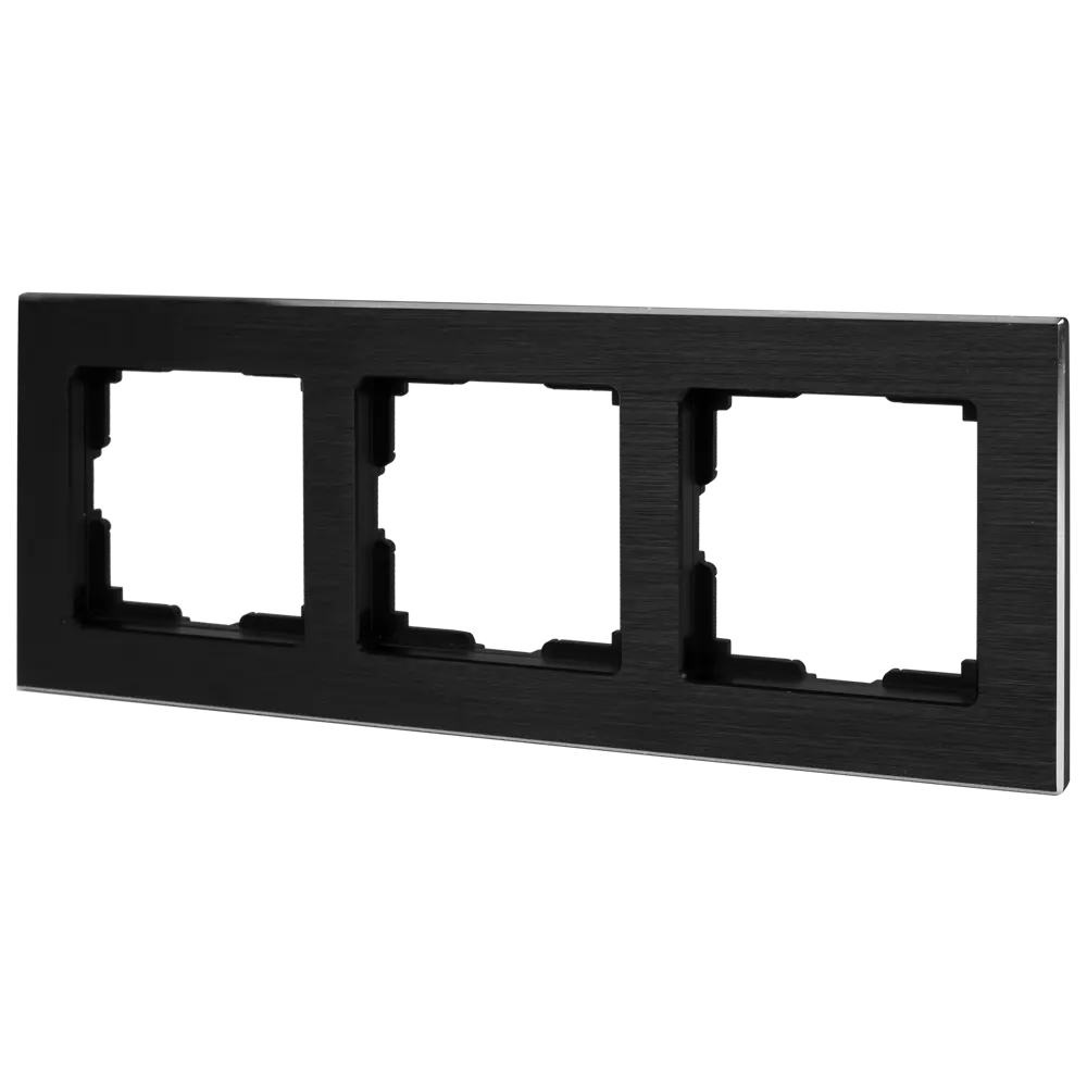 Рамка WERKEL Aluminium на 3 поста - черный алюминий для розеток и выключателей 82125336 STLM-0019665 - Вид №1