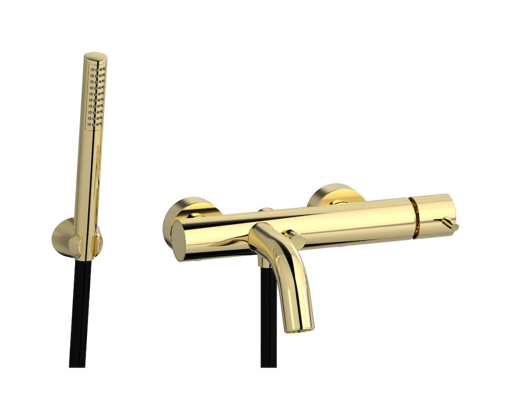 Настенный смеситель для ванной в комплекте с душевым гарнитуром WE ARE IB mt250ii Pale Gold MilanoTorino 