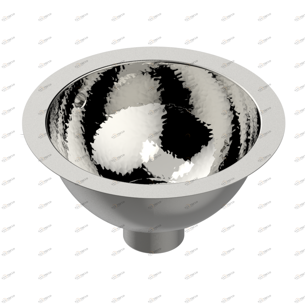 GB2-1/BOL Round hand basin, Ø 26,5 cm, with overflow with flat edge, to fix under, hammered metal finishing Thg-paris Металлические раковины THG Матовый никель GB2-1/BOL CAT.C
