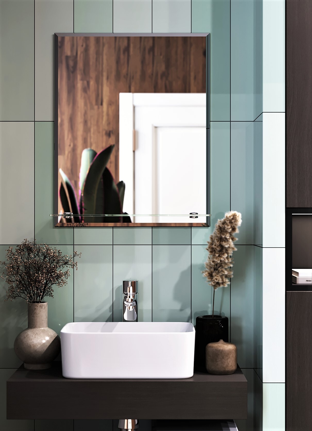 11901357 Зеркало NNFP006М с полкой 60 см Бытовое зеркало STLM-0001599 Santreyd  - Вид №4