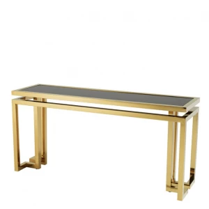 Консоль металлическая латунь с темной столешницей Palmer White EICHHOLTZ EICHHOLTZ 060997 Золото;серый