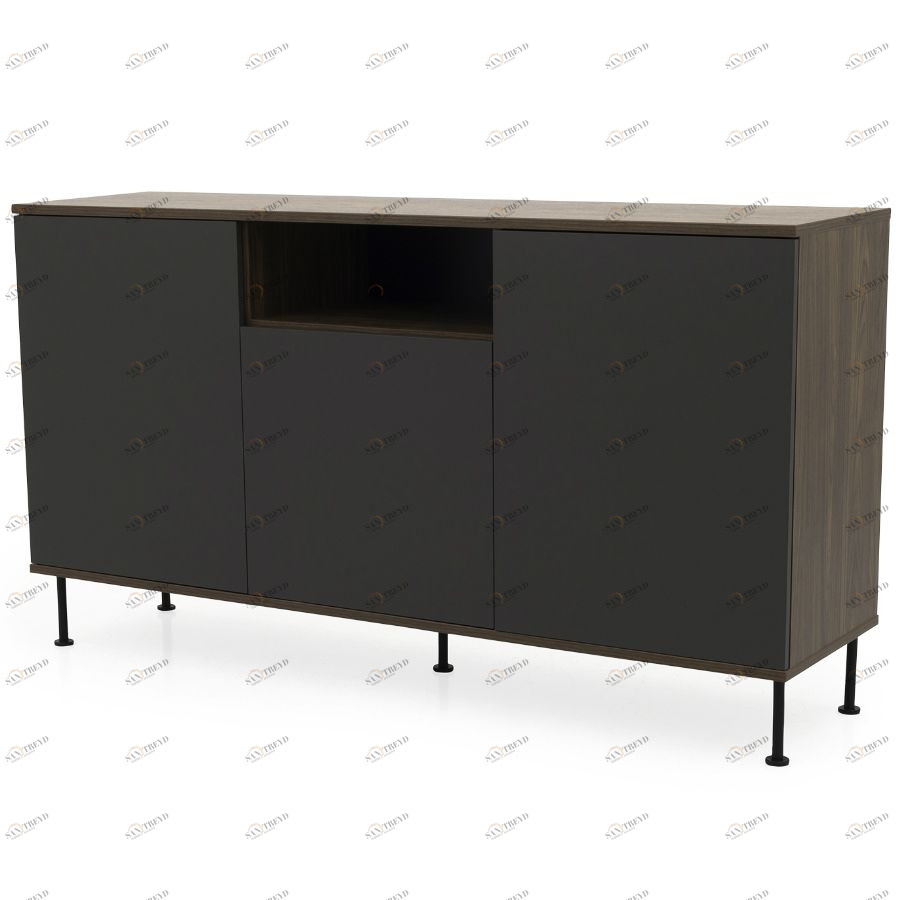 Сервант Tenzo Daxx, меламин/металл, 90х163х43 см, серо-коричневый 7175334