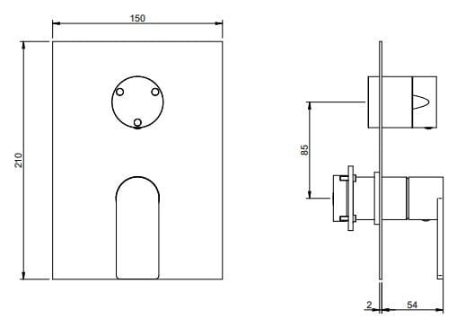 Смеситель для душа из нержавеющей стали с переключателем Rubinetterie Treemme 3.6 ARCH-00127980 - Вид №1