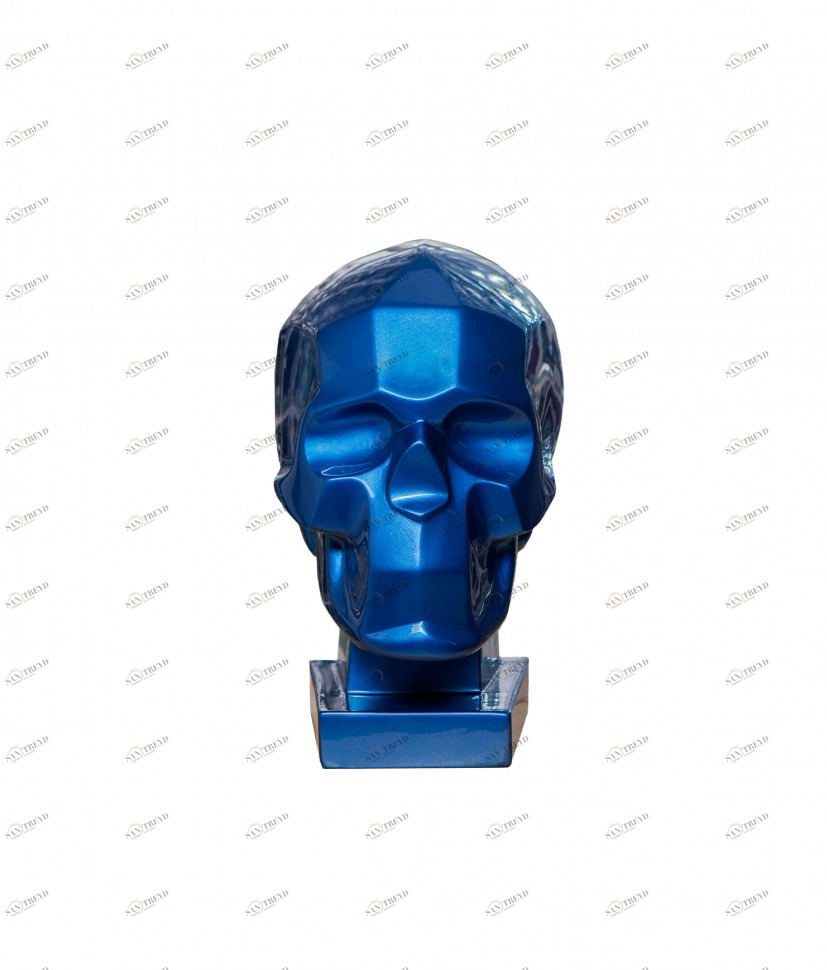 Статуэтка декоративная гипсовая 25х20х30 см синяя "Череп" ICON DESIGNE  178167 Синий 