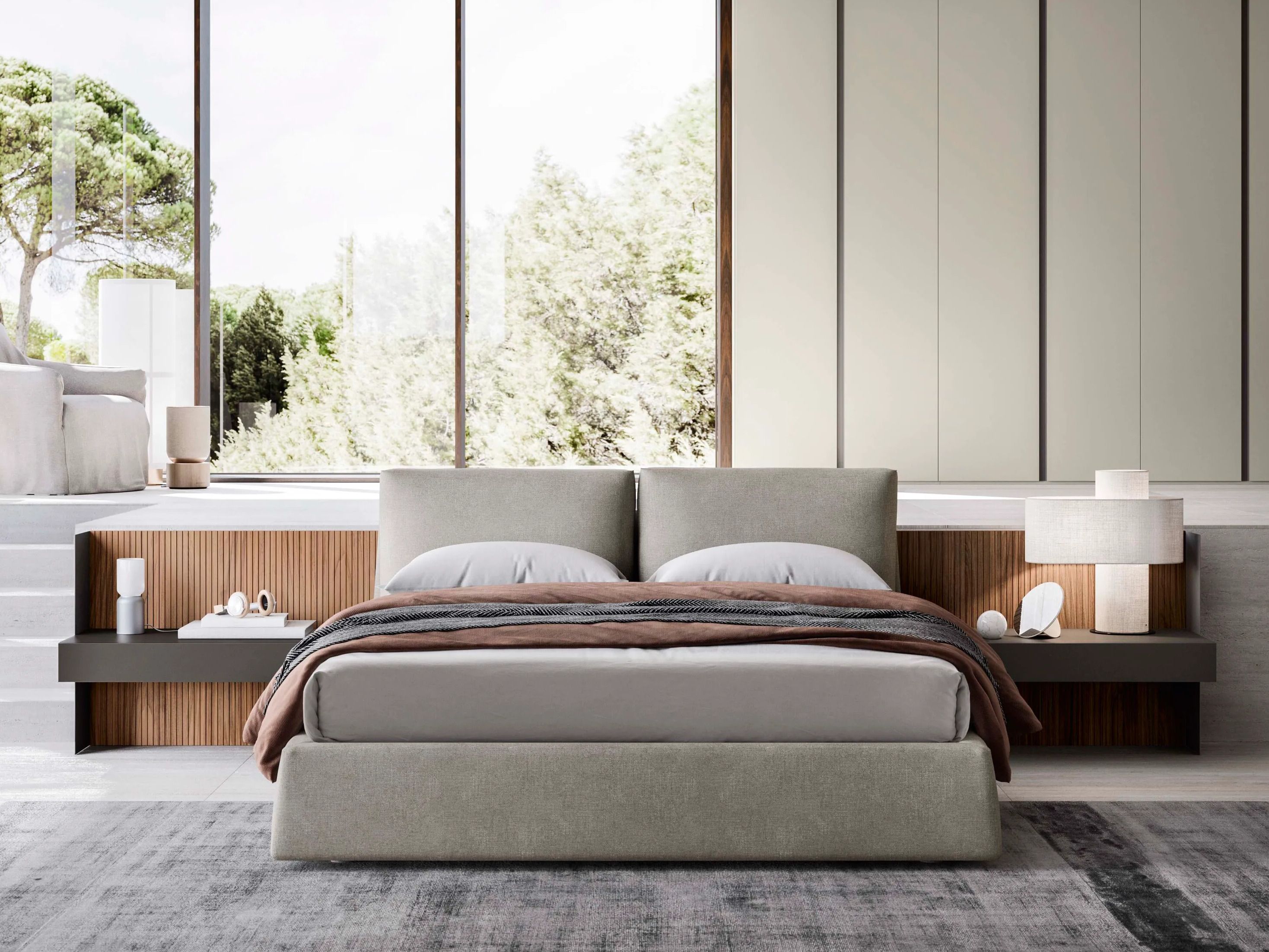 Деревянное изголовье со встроенными тумбочками Alf DaFrè DEFILÈ ARCH-00061152 - Вид №1