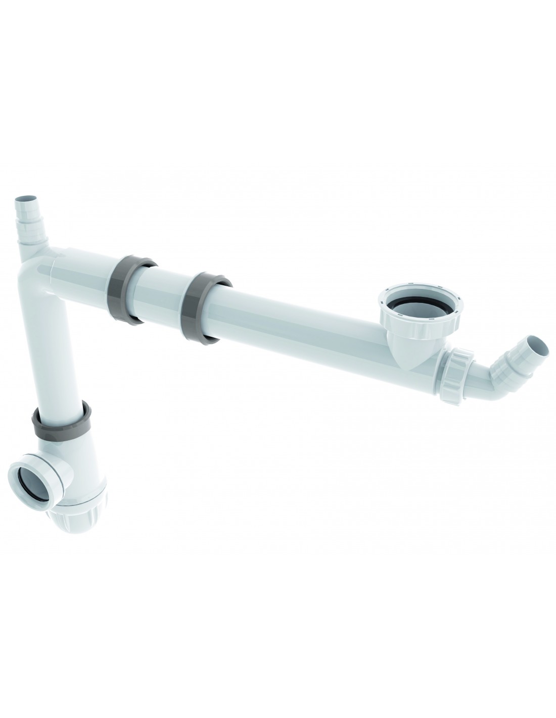 780600 001 00  Соединительная труба для мойки с 1 чашей, двухкомпонентная, Д. 40 мм, NF, двухкомпонентная Valentin Белый 