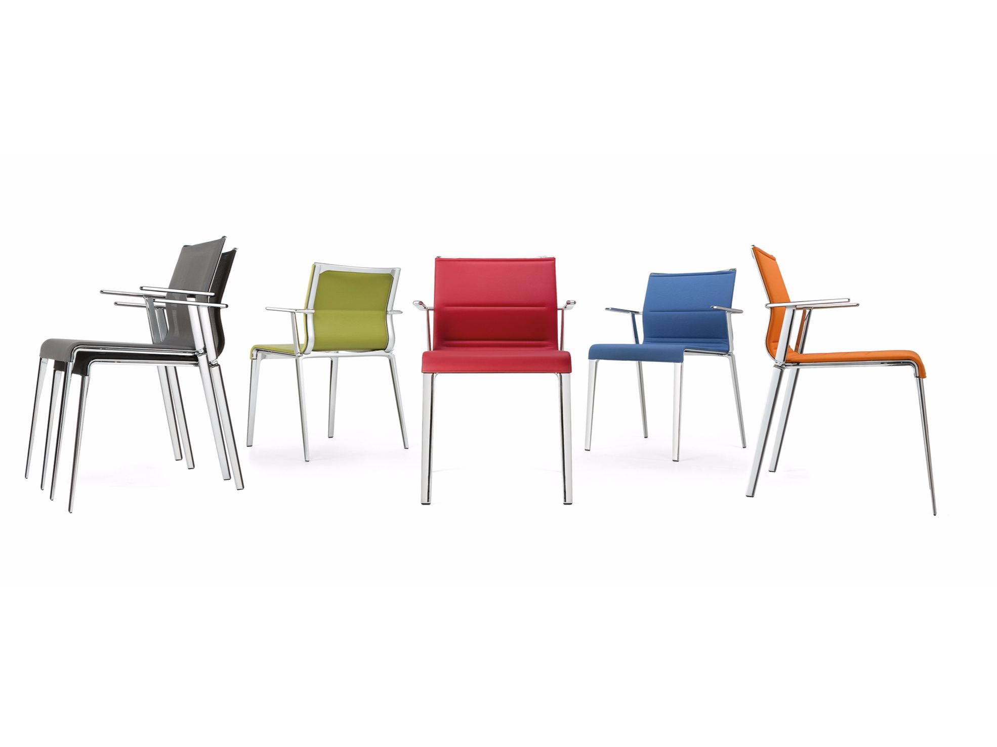 Тканевый мягкий штабелируемый стул с подлокотниками ICF Stick Chair ARCH-00042389