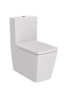 AZ34253630 SQUARE — Комплектный настенный унитаз без ободка с двойным сливом (включает чашу, бачок с нижним кормлением и мягкую крышку) ROCA Inspira