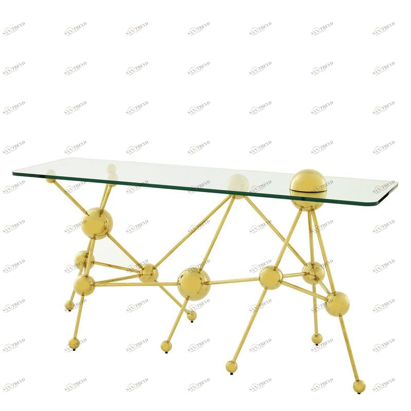 Консоль золотая со стеклянной столешницей и фигурными ножками Galileo от Eichholtz EICHHOLTZ EICHHOLTZ 060958 Золото;прозрачный 