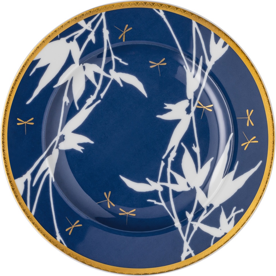 10654601 Rosenthal Тарелка десертная Rosenthal Турандот 18см, фарфор, синий, золотой кант Фарфор 