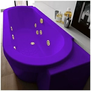 Ванна Gruppo treesse Playa V8187-SX-FZ фиолетовая с золотой фурнитурой и гидромассажем овальная угловая пристенная левая