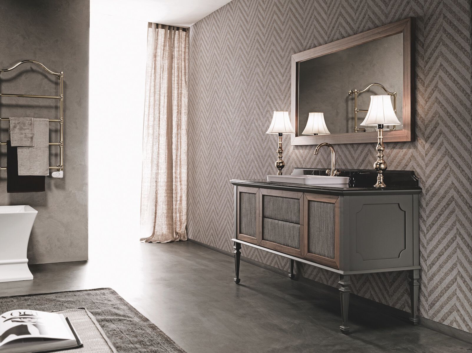 Напольный умывальник с зеркалом Gaia Mobili Classic ARCH-00129385