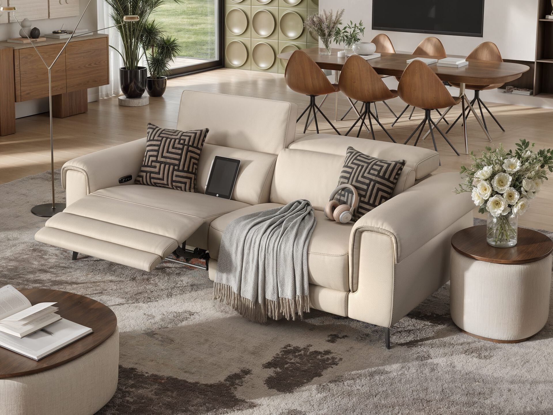 3 местный домашний кинотеатр кожаный диван Sofanella Visso ARCH-00017241 - Вид №1