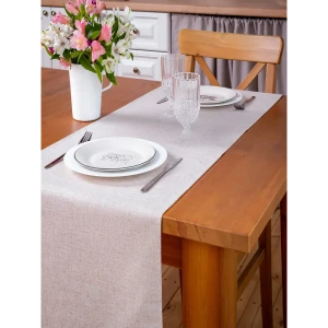 91548057 Скатерть на стол Colorprint Linen прямоугольная 45x175 см цвет бежевый STLM-0813253